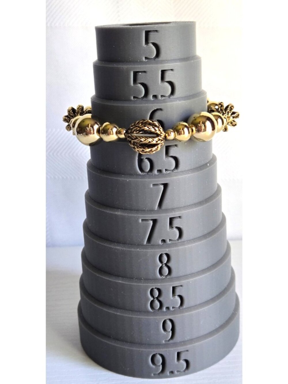 Vintage Gold Tone Gold & Filagree Bead Chain Necklace 16 in & Stretch Bracelet - Picture 8 of 8